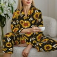 thumbnail image 4 of Goofa Sunflowers And Bww Printed Women’s 2 Piece Pajama Set Super,Pajamas Women's Long Sleeve Sleepwear Soft Button Down Loungewear Pjs Lounge Set Nightwear-XX-Large, 4 of 9