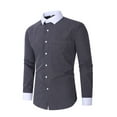 thumbnail image 3 of Men's French Cuff Dress Shirt Stripe Slim Fit Button Long Sleeve Shirt Business Casual Formal Shirts, 3 of 4