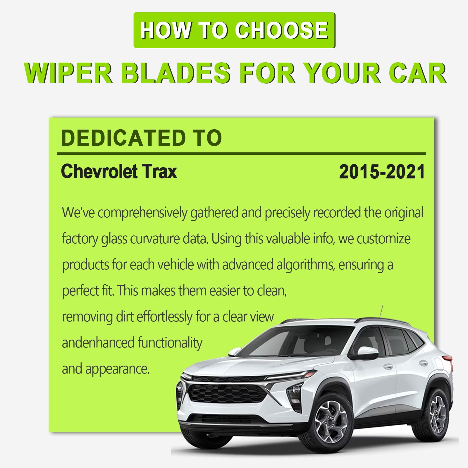 FARRLADI Silicone Windshield Wipers Replacement for Chevrolet Chevy Trax 2015-2021,Original Equipment Automotive Replacement Wiper Blades - 26"+15"+10"(3 Pack)