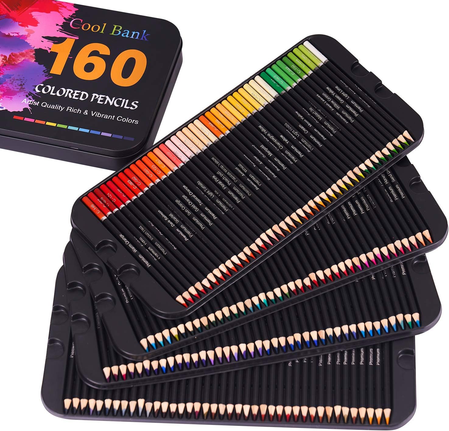 160 Professional Colored Pencils, Artist Pencils Set for Coloring Books, Premium Artist Soft Series Lead with Vibrant Colors for Sketching, Shading & Coloring in Tin Box - image 5 of 7