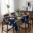 thumbnail image 6 of Navy Blue Christmas Table Cloth Waterproof Tablecloths, Winter Xmas Snowflakes Textured Tablecloth Dining Table Cover for Kitchen Party Tabletop Outdoor, Rectangle Tablecloth 60x84 Inch, 6 of 9