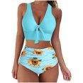 thumbnail image 2 of ICHUANYI Clearance Women Sunflower Print Bikini Set Push Up Bathing Swimwear High Waist Swimsuit(Blue, XL) Ichuanyi Ichuanyi, 2 of 9