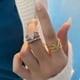 thumbnail image 4 of Anillos de oro para mujer, chapado en oro de 14 quilates, plata, oro rosa, mal de ojo, cheurón, puntiagudo, anillo abierto en forma de V, circonita cúbica marquesa, anillos ajustables para adolescentes y niñas   ER, 4 of 5