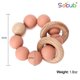 thumbnail image 5 of Juguete para la dentición del bebé, anillo orgánico para la dentición del bebé, mordedor de silicona y madera para explorar la boca, libre de Bpa, más de 3 meses, salvia Feliz Sencillez, 5 of 5