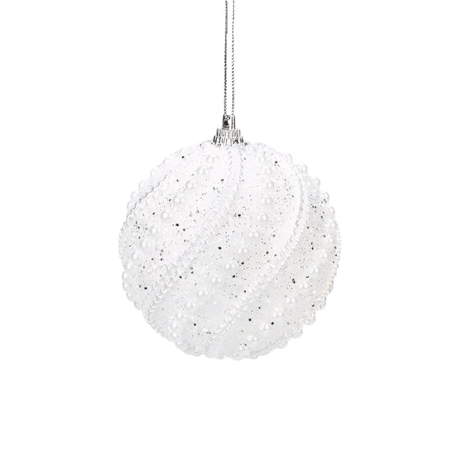 Methold Las bolas navideñas livianas de 8 cm con un romántico encaje de perlas son livianas y se pueden colgar Kits de decoración para fiestas blanco