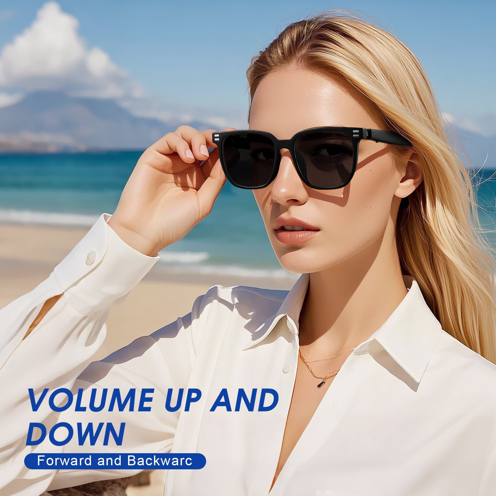 Ai Smart Glasses for Men&Women-Bluetooth Music Sunglasses-Anti-Blue Light Audio Eyewear with Music Play/Hands-Free Calling,Multifunctional Headphones Glasses  for Working&Driving