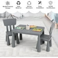 thumbnail image 4 of RONG-3 Table and Chair Set, 3 Piece Plastic Toddler Table and Chairs for Art Craft, Reading, Drawing, Snack Time, Playroom, Preschool, Kindergarten (Gray), 4 of 8