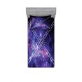 thumbnail image 2 of Galaxy Bedding Set with Sheet & Covers, Futuristic Starry Sky Galaxy Illustraiton Pattern Universe Outer Space, Printed Bedroom Decor 2 Shams, 4 Sizes, Purple Black, by Ambesonne, 2 of 3