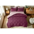 thumbnail image 3 of Bedtreat King Comforter Sets，7-Pieces Reversible Bedding Sets，Bed in a Bag with Comforter， Flat Sheet and Fitted Sheet, Pillowcases & Shams，Burnished Lilac/Amaranth, 3 of 8
