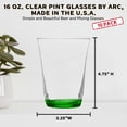 thumbnail image 5 of 10 ARC Clear Glass Pint Cups Set, 16 oz. - Mixing, USA Made, Green, 5 of 5