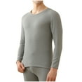 thumbnail image 3 of IYTR Men Solid Color Thermal Underwear Suit Warm Clothing Tops Trousers Shape Bottom Layer Shirt Gray XXXL, 3 of 3
