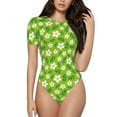 thumbnail image 2 of Fotbe Daisies Flowers Women's Crew Neck Short Sleeves Bodysuit Tops Round Neck Slim Sleeveless Soft Comfortable Basic-Small, 2 of 7