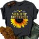 thumbnail image 2 of Gibobby Playera Manga Corta para Mujer Mujeres Casual Girasol Mangas O-cuello Camiseta suelta Blusa Tops(Gris,XL), 2 of 5