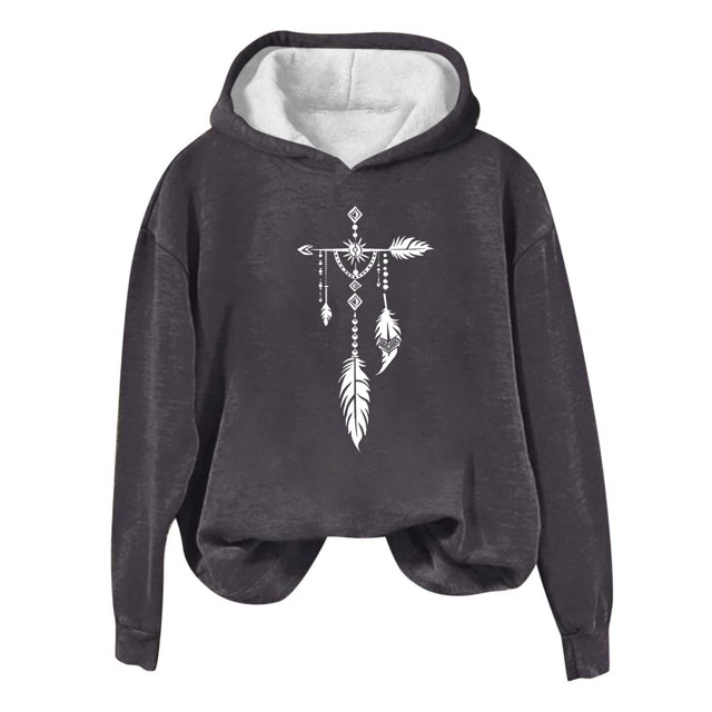 Rbaofujie Couples Sweat à Capuche pour Imprimé Décontracté, Col Rond, Manches Longues, Gris Foncé