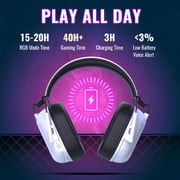 Ecomoment Wireless Gaming Headset Compatible for PS5 Switch PC Mac, 2.4 GHz/Bluetooth 5.2 Gaming Headphones with Noise Cancelling Microphone 40+ Hours Battery Life,3.5mm Wired for Xbox Series,White