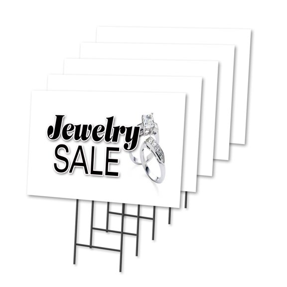 JEWELRY SALE 5 Pack Of 12" x 16" Yard Sign & Stake | Advertise Your Business | Stake Included Image On Front Only | Made in The USA