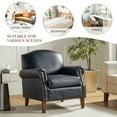 thumbnail image 2 of Vegan Leather Armchair Set of 2 Living Room Home Office Lounge Single Sofa Nailhead Rolled Arms Accent Chair Adult Navy, 2 of 6
