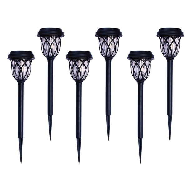 Paquete de 6 luces LED solares de acero inoxidable para jardín y exterior Luz calida