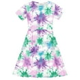 thumbnail image 7 of Odeerbi Kids Girls Gradient Tie-Dye Skater Dress Summer Cute Flared Swing Dress Kids Short Sleeve Stretchy A Line Dress Kids Girls Clothes, 7 of 7