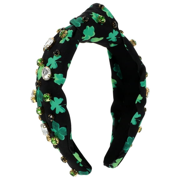 WRITWAA 1Pack Irish Festival Headbands Rhinestone Glass Diamond Decorative Knot Headband for Women