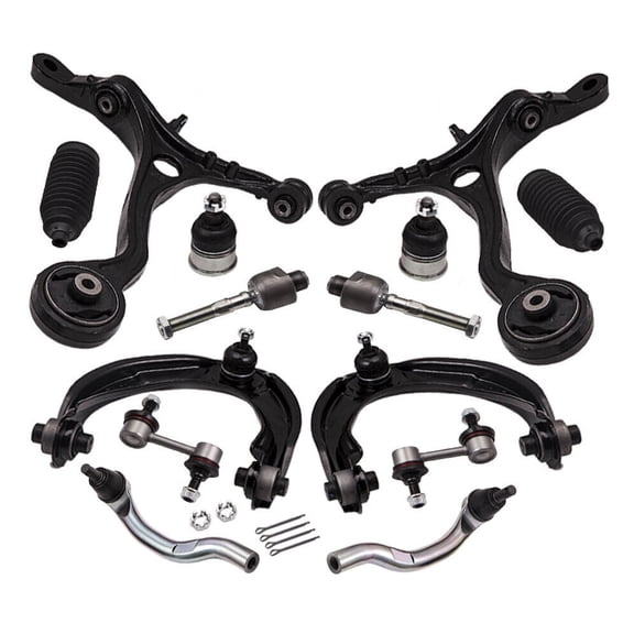 DAMAIJOY Suspension Kit Set Front Left Driver and Right Passenger Upper Lower Side Steel Black Sealed Control Arms Ball Joint Assembly Mounting Hardware for Honda for Accord 2.4L/3.5L 2008-2012