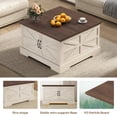 thumbnail image 5 of Lift Top Coffee Table with 50 Gallons Storage, Farmhouse Square Coffee Table with Lifting Top and Barn Door for Living Room, Home Office, Brown, 5 of 8