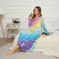 thumbnail image 3 of Tutolipy Starfish Shell Printed Nightgowns for Women Full Length Sleepwear V Neck Loungewear Lightweight Nightshirts for Home, 3XL, 3 of 7
