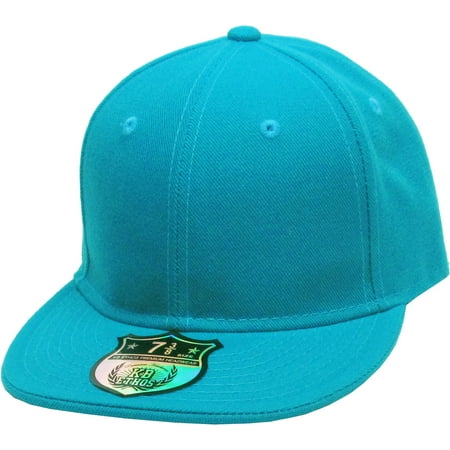 - Solid Flat Brim Bill Fitted Baseball Cap
