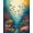 Blue, Pattern 2, variant on ODIKA 4'x6' Machine Washable Non-Slip Area Rug, Radiant Undersea Wonderland with Lively Fish Shoals and Coral High Traffic Rug, Blue, 70890