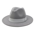 thumbnail image 2 of Unisex Elegant Church Fedora Hat Ribbon Band Belt Winter Outdoor Light Gray, 2 of 8
