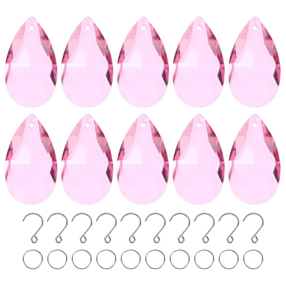 10-Pack Crystal Grid Prisms, 38mm/1.5 Inch Hanging Crystals Chandelier Prisms for Home/Windows/Garden/DIY[Pink]