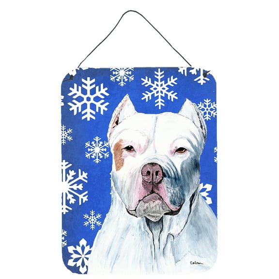 Pit Bull Winter Snowflakes Holiday Wall or Door Hanging Prints
