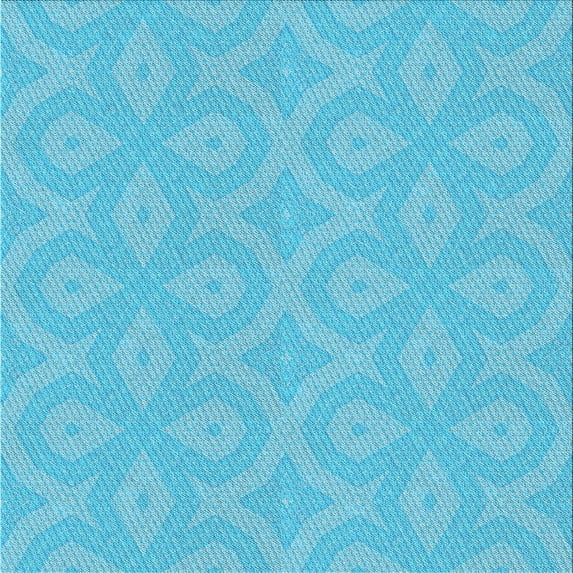 Ahgly Company Machine Washable Indoor Square Transitional Bright Turquoise Blue Area Rugs, 8' Square