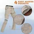 thumbnail image 4 of GrmtClth Hiking Pants Men Convertible Water Resistant Fishing Pants Lightweight Zip-Off Actical Pants Baggy Stretch Pantalones with Multi Pockets Khaki XL, 4 of 6