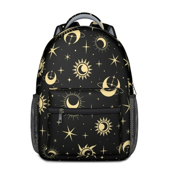 Boho Chic Sunburst and Cosmic Art Backpack - Ergonomic Student Backpack with Spinal Support & Breathable Mesh Straps