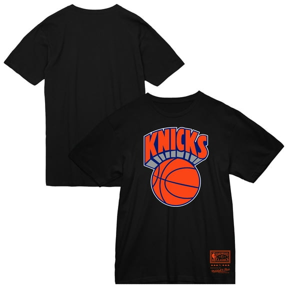 Men's Mitchell & Ness Black New York Knicks Big & Tall Hardwood Classics Vintage Logo T-Shirt