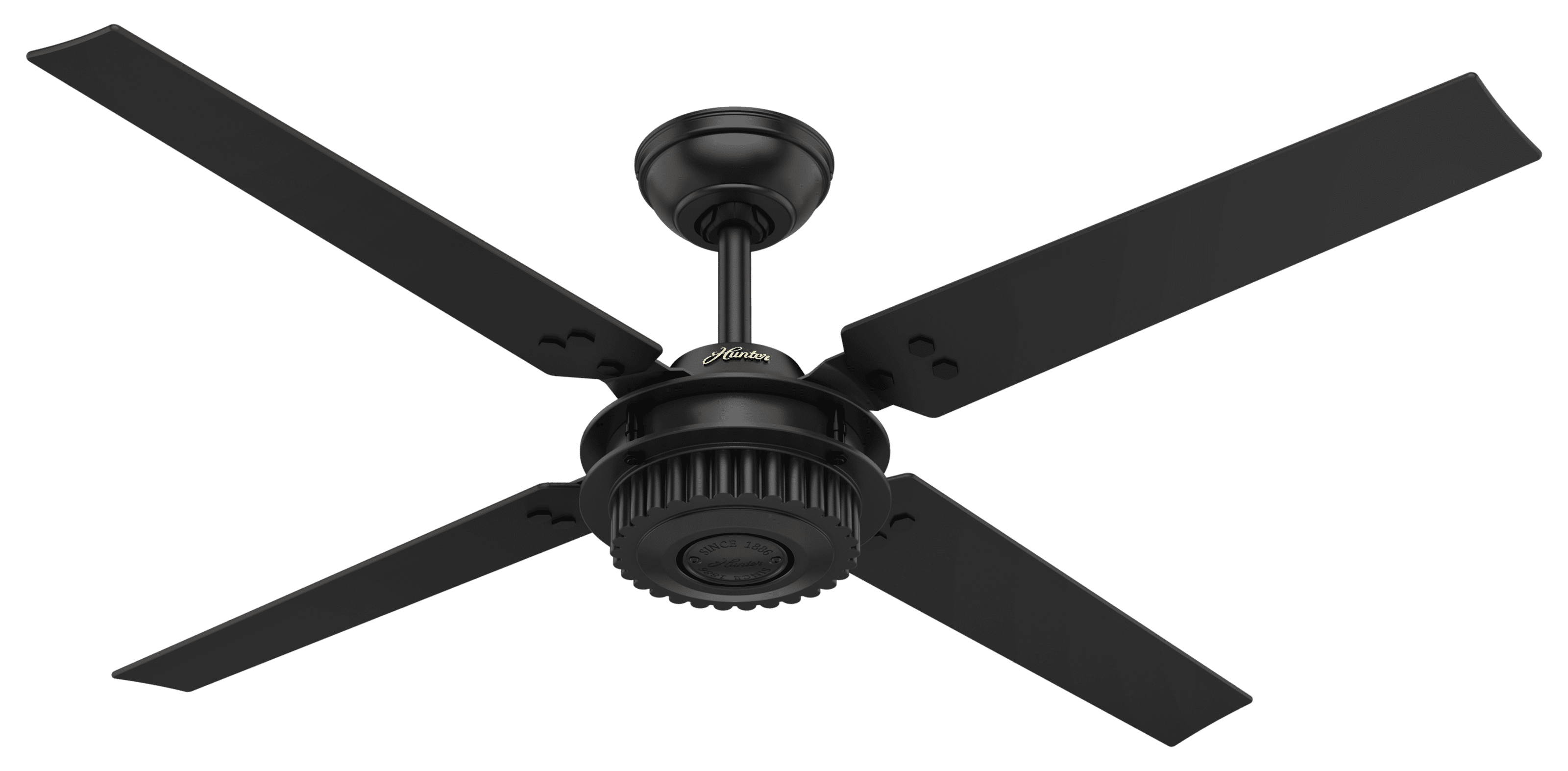 Outdoor Ceiling Fan with Wall Control Matte Black 54 Hunter Chronicle Industrial Indoor