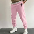 thumbnail image 2 of sususu Men Travel Pants Pockets,Men's Casual Printed Trousers Loose Fit Daily Wear Comfortable Versatile Fall Winter Season Pants,Pink,XXL, 2 of 4