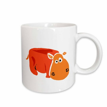 

3dRose Funny Orange Hippo Primitive Art Ceramic Mug 15-ounce