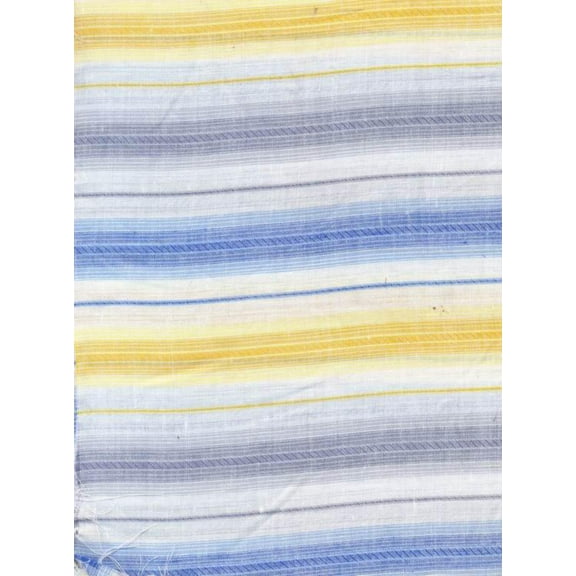 100% Linen Yellow with Blue stripe Fabric 58" wide [720]