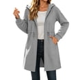 thumbnail image 5 of VBVC Women's Long Hooded Zip Up Sweatshirt , Casual Drawstring Waist Coat For Women , Ladies' Fall Midi Outerwear with Pockets, Gray , S-2XL, 5 of 7