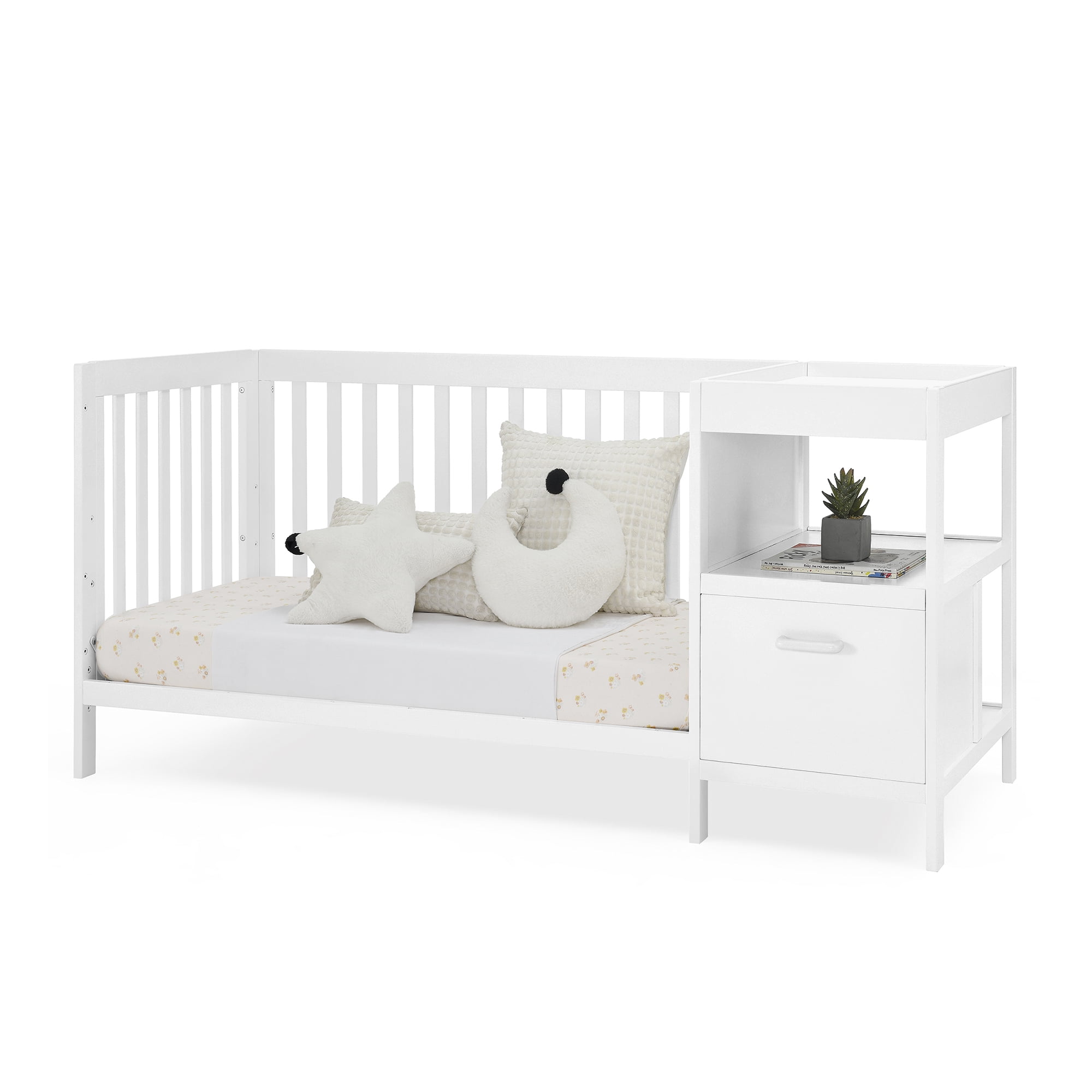 Delta Children Alice 5-in-1 Convertible Crib and Changer - Greenguard Gold Certified, Bianca White