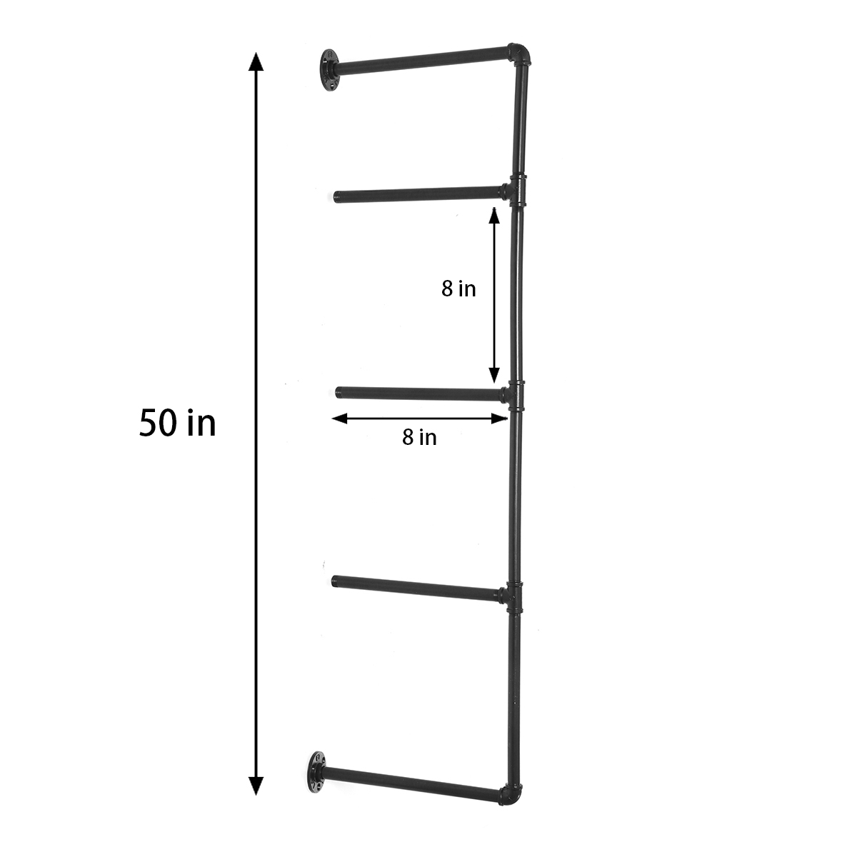 2Pcs 4/5-Tier Industrial Iron Pipe Shelf Brackets Wall-Mounted Bookshelf Frame, Customizable DIY Shelving, Floating Open Display Storage for Home, Office, Commercial Use - image 3 of 7