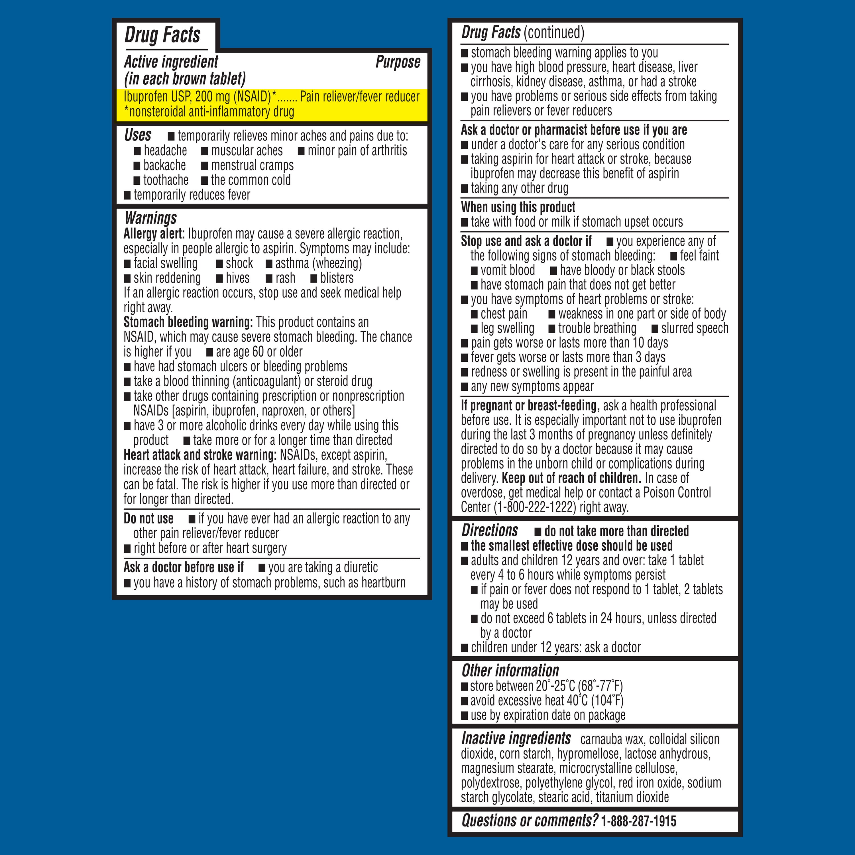 Equate Ibuprofen Pain Reliever/Fever Reducer Coated Tablets, 200mg, 100  Count - Walmart.com