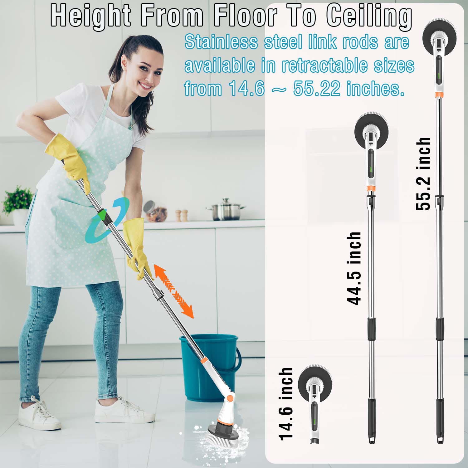 Electric Spin Scrubber Scrubs Brush, Aminleter 8 in 1 Replaceable Brush Heads Rechargeable Cleaning Brush, Bathroom Clean, Shower Scrubber, Cordless Scrubber For Tile, Floor, Tub