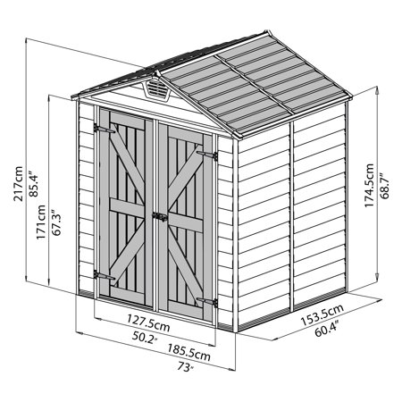 6' x 5' Skylight Storage Shed - Tan - Palram