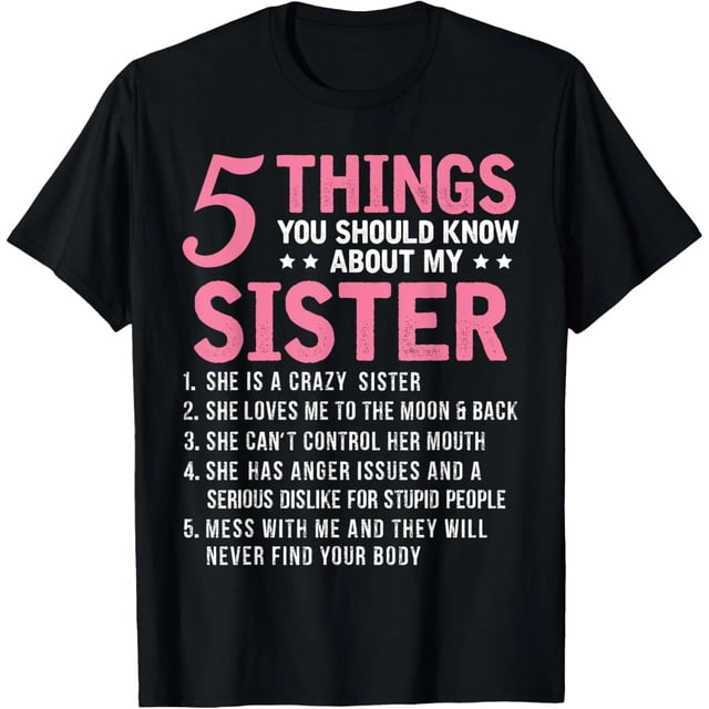 5 Datos Clave de la Playera de Hermana Graciosa y Hermano - Talle Extra Grande a 4XL para Mujer, Color Negro y Blanco - Regalo Ideal