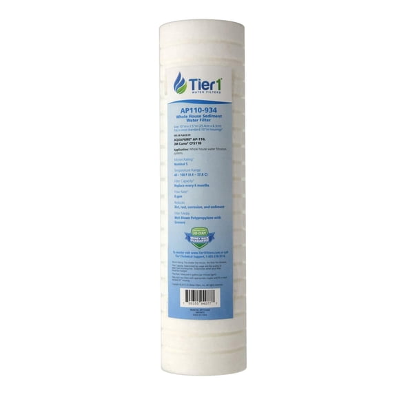 Tier1 5 Micron 10 x 2.5 Water Filter | Spun Wound Polypropylene Whole House Sediment Filter Cartridge | Replacement for AP110, AP-110, W5P, CFS110 | 2.5 x 10 Water Filter
