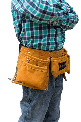 1x Kids Tool Belt Leather Toy Pouch Costumes Dress Up Role Play Brown Top BE