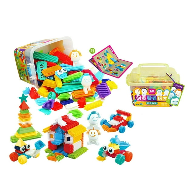 HLONK Bristle Shape Blocks Build and Play Fun Bricks Set for Boys Girls (82pcs)